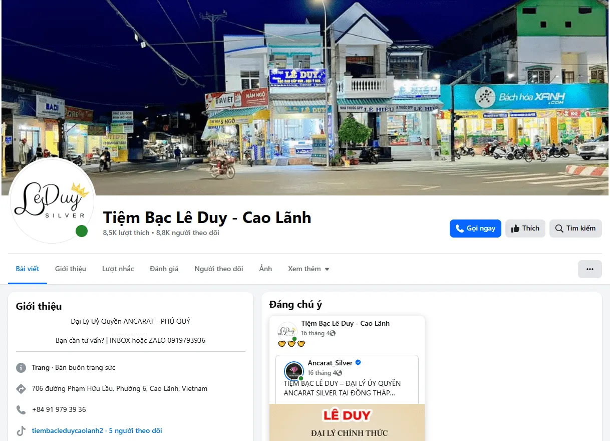 Đại lý ủy quyền chính thức của Ancarat Silver - Tiệm Bạc Lê Duy.
